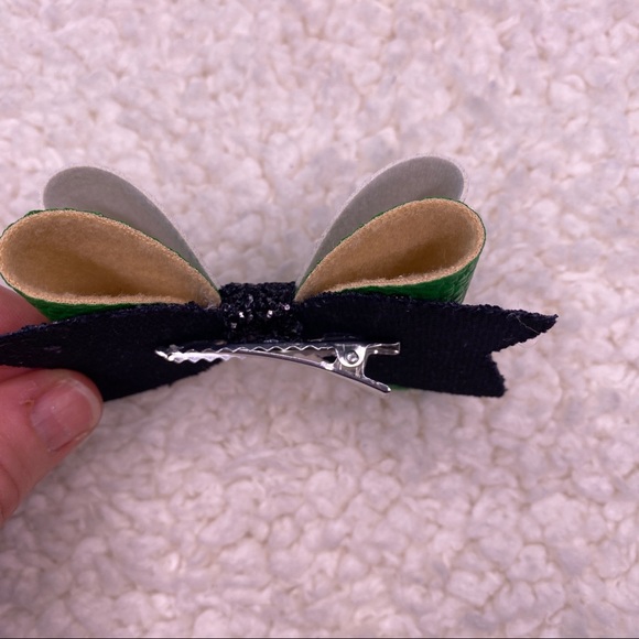 Marijuana Faux Leather Small Glitter Bow - Picture 4 of 8